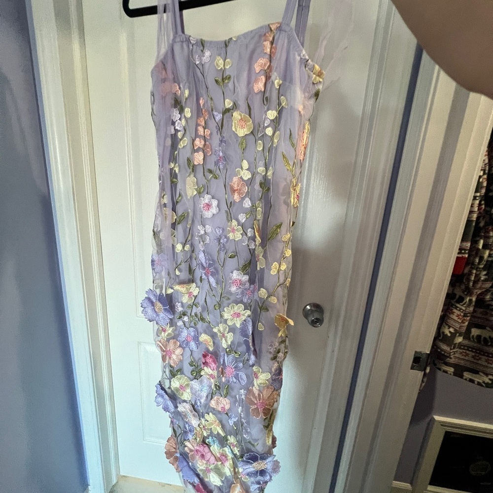 Floral Embroidered Lilac Dress